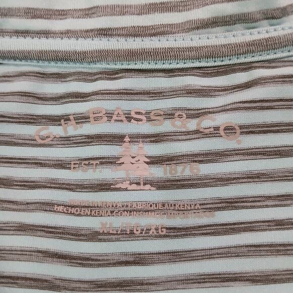 set of 2 Polo Shirts Xl/Med Short-sleeved Under Armour/GH Bass Striped easy care - Picture 3 of 16